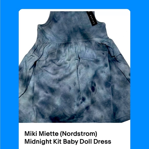 Miki Miette (Nordstrom) Midnight Kit Baby Doll Dress Blue Tie Dye 18 Months NWT - Picture 1 of 3